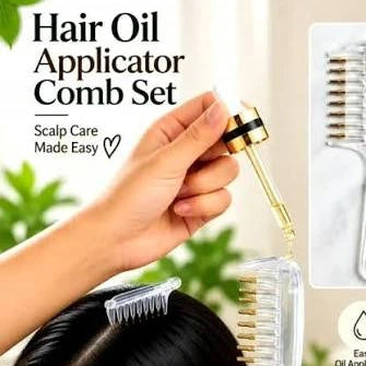  Filling a clear hair oil applicator comb with oil using a dropper